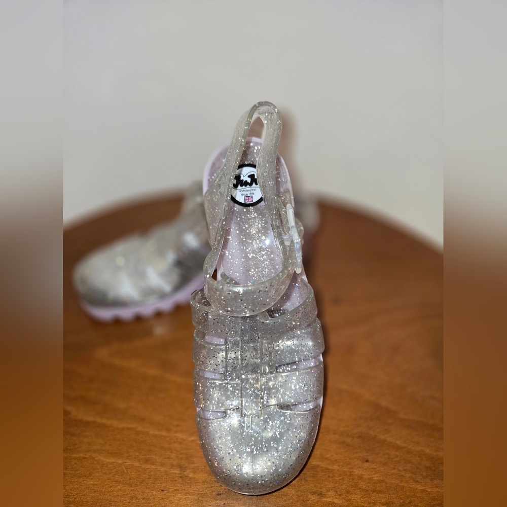 JuJu Glittery Silver Jelly Sandals